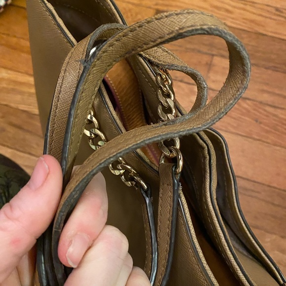 Michael Kors Camel Gold Chained Strap Shoulder Tote
